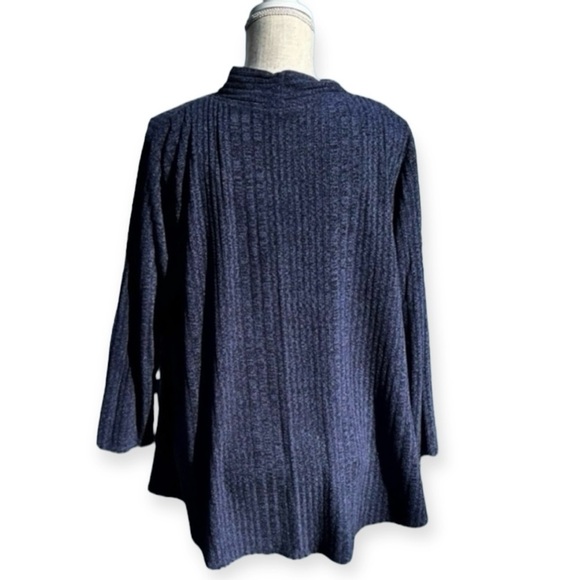 🌻Habitat Boho Lagenlook Relaxed Ribbed Knit Mock Neck Long Sleeve Top Size L - Picture 7 of 9